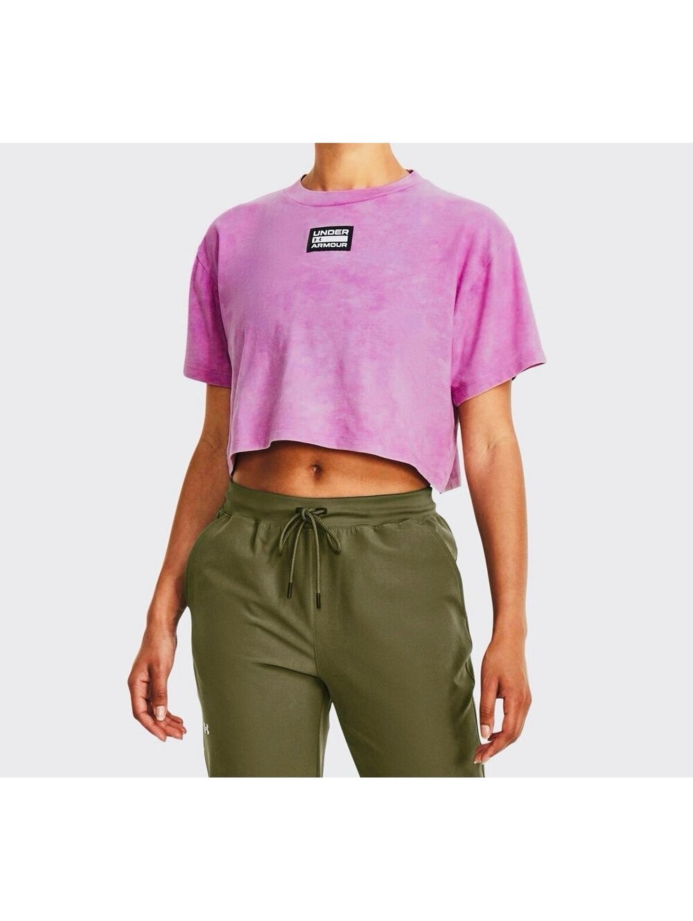 New - Women's UA Logo Washed Woven Short Sleeve - Island Orchid - Size L